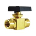 Midland Metal Ball Valve, Industrial Instrumentation, 14 Nominal, FPT, 0 to 1500 psi, Brass Body, PTFE Ball Seat 46832